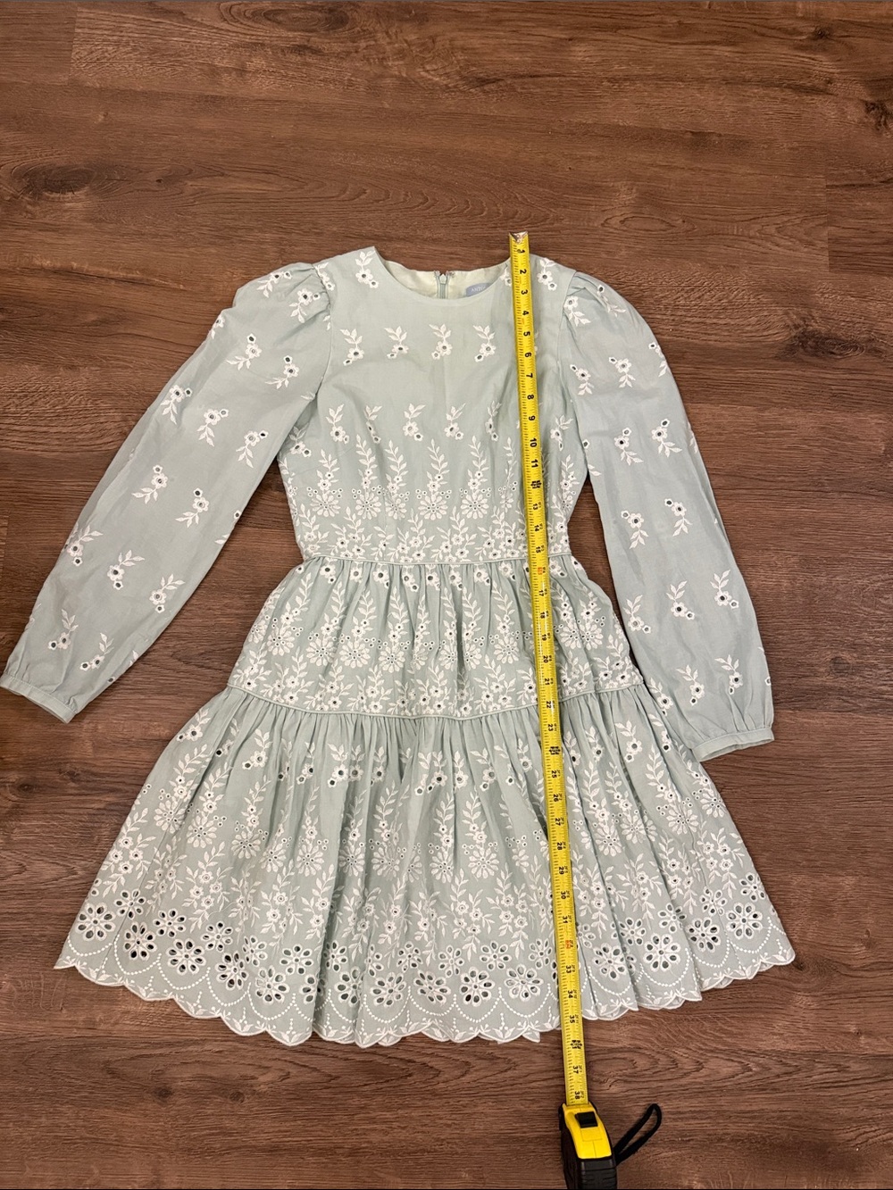 ANTONIO MELANI Born on Fifth Sage Green Eyelet Tiered Midi Dress Size 0